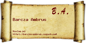 Barcza Ambrus névjegykártya